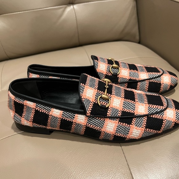 Gucci Jordaan tweed loafers pink and black - Picture 3 of 12